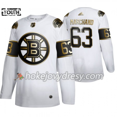 Dětské Hokejový Dres Boston Bruins Brad Marchand 63 Adidas 2019-2020 Golden Edition Bílá Authentic